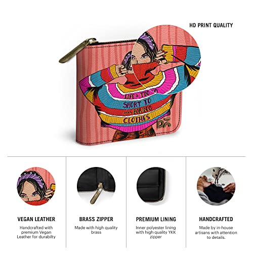 Image of DailyObjects Women's Zip Wallet | Made with Vegan Leather Material | Carefully Handcrafted | Holds up to 8 Cards | Slim and Easy to Fit in Pocket | Coin Pocket with Button Closure