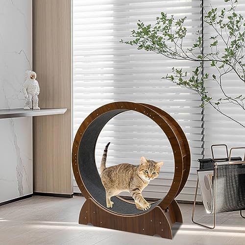 JAYGOVAN Cat Exercise Wheel Treadmill Cat Wheels for Indoor Cats with 34.6in Carpeted Runway Cat Wheel Large Cat/Dogs Running Wheel Exerciser for Cat Toys