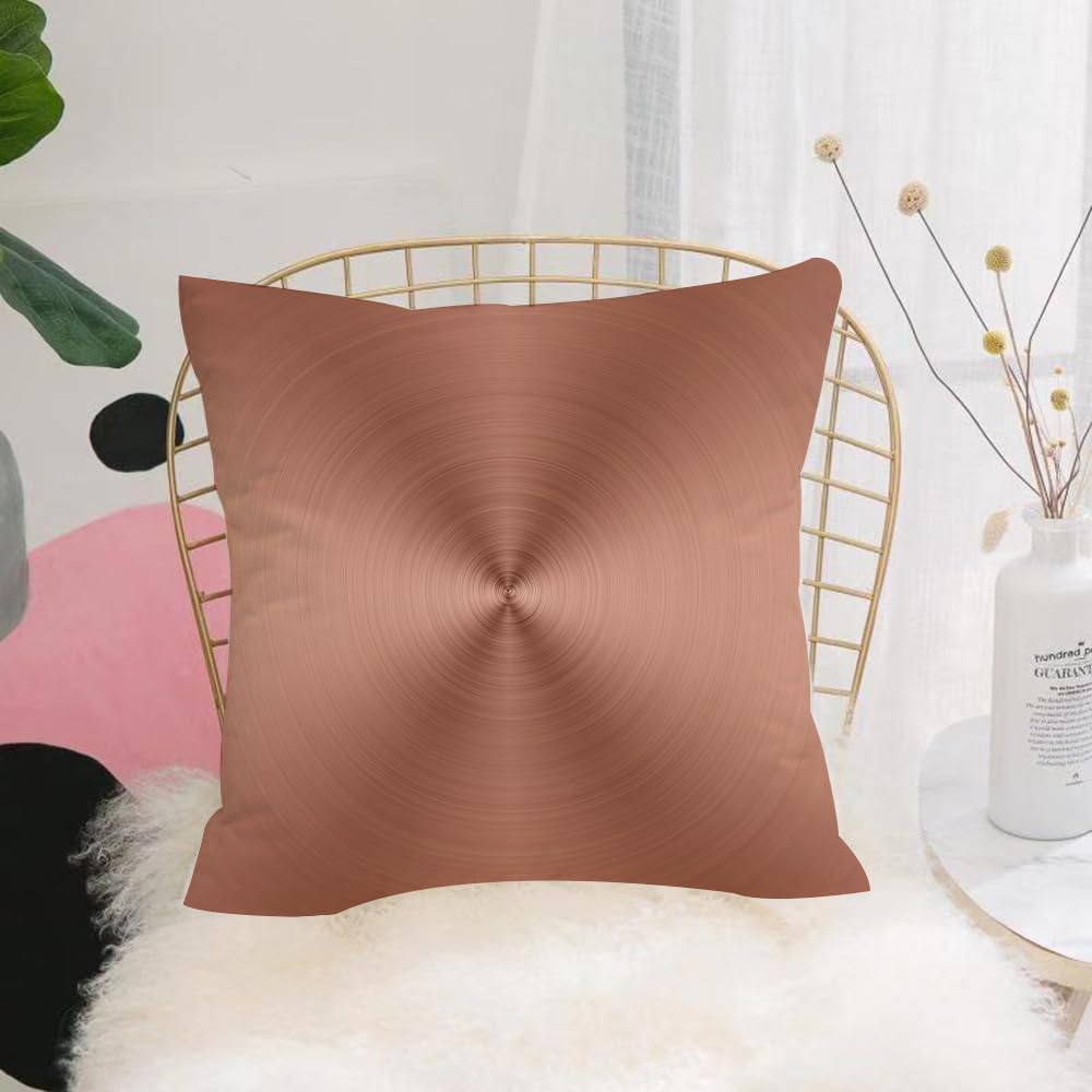 HYMSXW Cushion Cover,Throw Pillow Case Home Decorative for Living Room Bedroom Sofa Chair 20X20 Inch,Copper,Circle Copper Steel Texture Inspired Radial and Round Plaque with Shades,Pillowcase 50X50cm