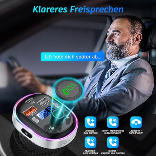 Bluetooth 5.3 FM Transmitter, SONRU Bluetooth Auto Radio Adapter, Metall PD 30W & QC3.0 Schnelles...