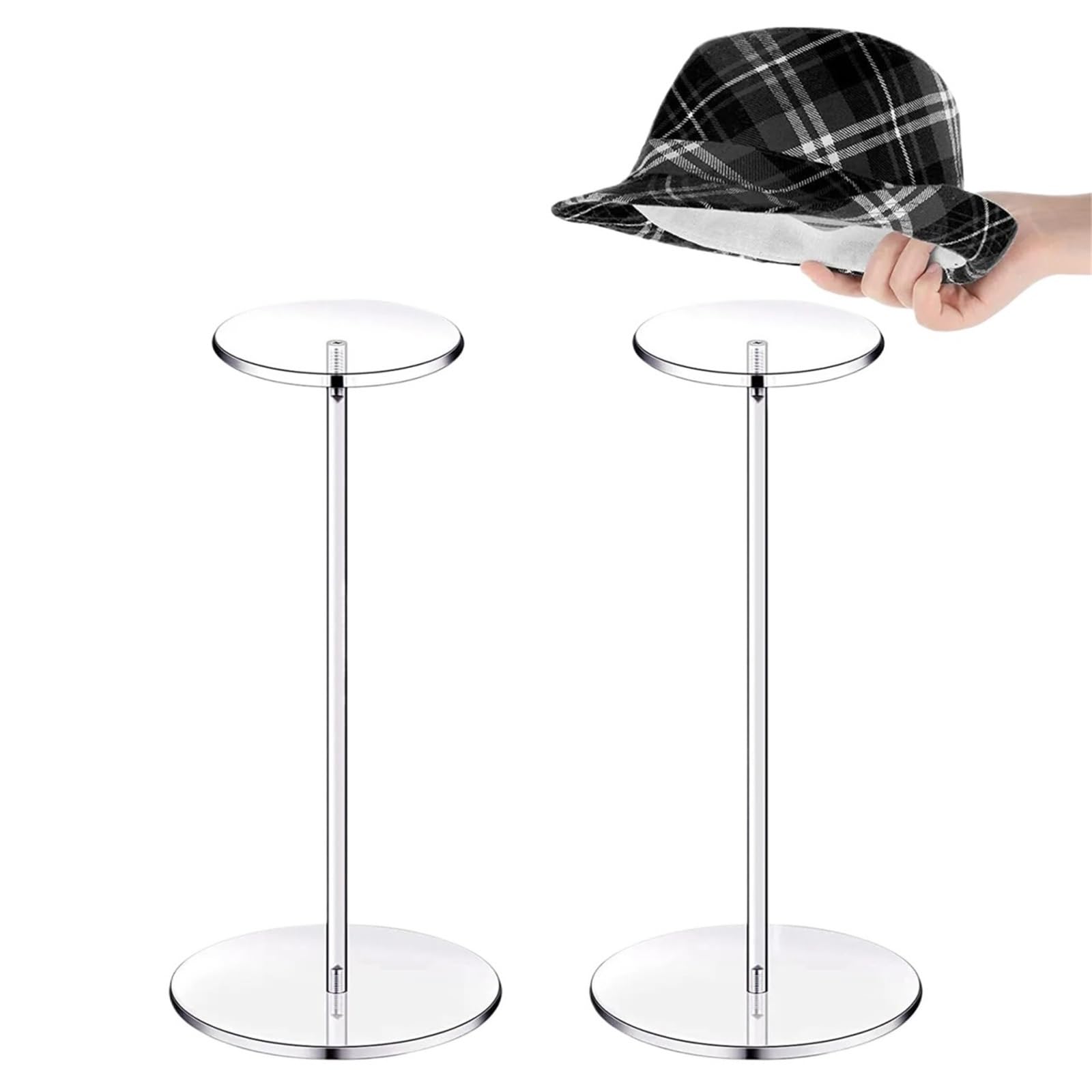 zyrqon Clear Acrylic Hat Stand And Wig Holder Rack Decorative Display With Pedestal And Round Base Home Decor(30cm round)