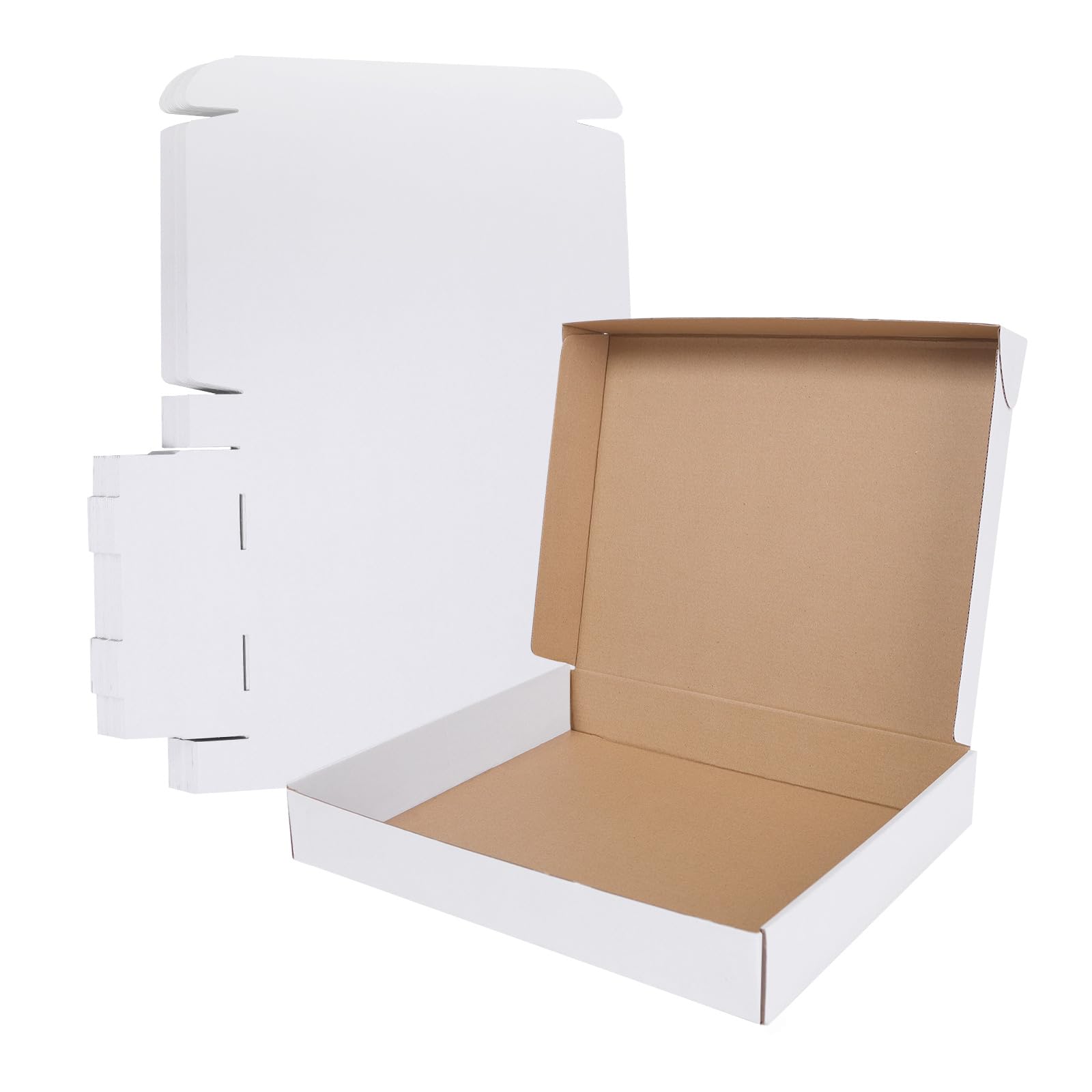 GELATSOON 13x10x2 Inches White Shipping Boxes Set of 25,Corrugated Cardboard Boxes Certified By FSC For Packaging, Mailing, Small Businesses