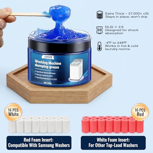 Image of 8.8 oz Washing Machine Damping Grease & Foam Insert Kit | Foam Inserts, Vibration & Noise Reduction, Top Load Washers, Washer Shock Absorber, Suspension Rod Repair