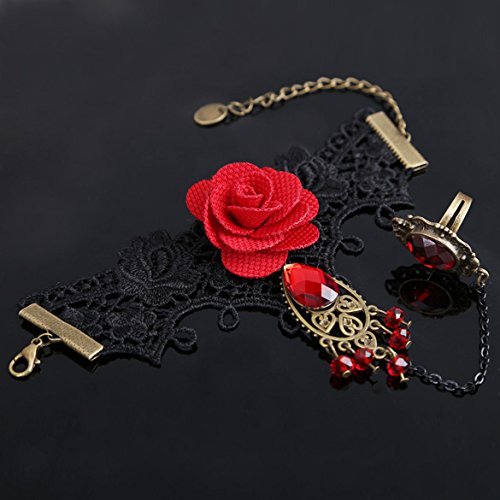 Image of Shining Diva Fashion Fabric Collection Charm Bracelet for Women (Red)(9121b)