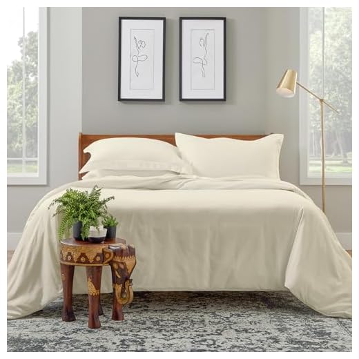 Cosy House Collection Luxury Bamboo Duvet Cover Set 3-Piece - Ultra Soft Hypoallergenic Bedding - Zippered Comforter Protector, Includes 2 Pillow Shams - Full/Queen - Cream