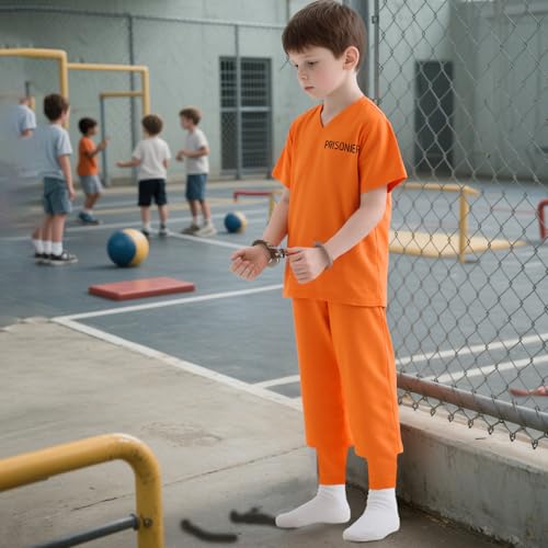 Disfraz de preso naranja para niños 6 piezas miniatura 4