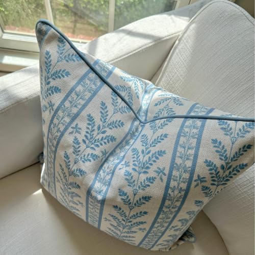 Jillien Harbor “The Louis” Blue Floral Block Print Pillow Cover – Decorative Throw Pillow Cover with Off-White Background – Grandmillennial Home Decor, 20" x 20" - Image 3