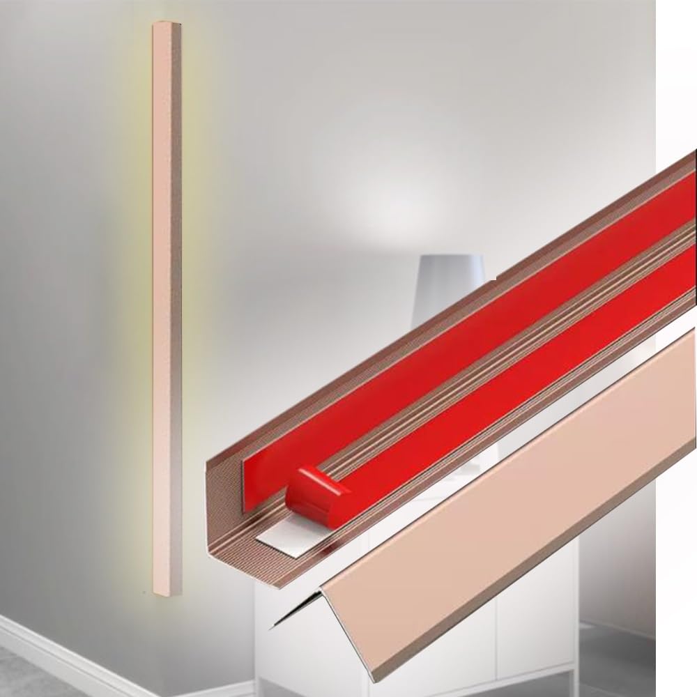 YUZGUHEY Wall Corner Protector, Aluminum L Molding, Self Adhesive Edging Strip, Tiles Edge Guard, Double Side Protection Decoration(Rose Gold,W 1CM (2/5 inch))