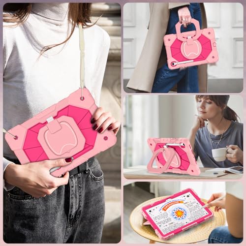 Image of WESOROL Case for Samsung Galaxy Tab S10 Lite /S10 FE /S9 FE 10.9 Inch Galaxy Tab S9 11 Inch,Shockproof Cover for Samsung S9 FE Tablet Case with Screen Protector Rotate Stand Pen Holder,Rose Gold Pink