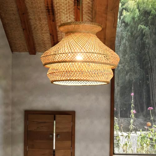 Suspension design double couche en bambou tressé main - 3