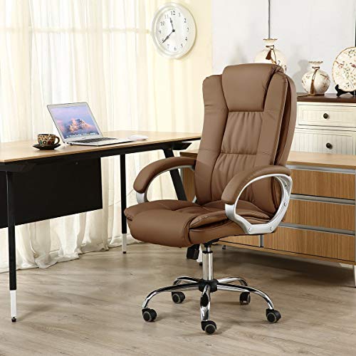 Cadeira Presidente Giratória Almofadada para Escritório Marrom Escuro/Chocolate - LMS-BE-8-661-1