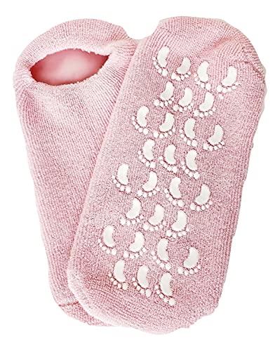 Rucci Moisturizing Socks,Gel Socks, Gel Inner Lining Infused With Essential Oils -Reccomended For Rough Feet, Calluses,Cracked Heels,Soften Dry Feet - Use With Favorite Lotions/ (Rose Pink) Unisex #TOP4