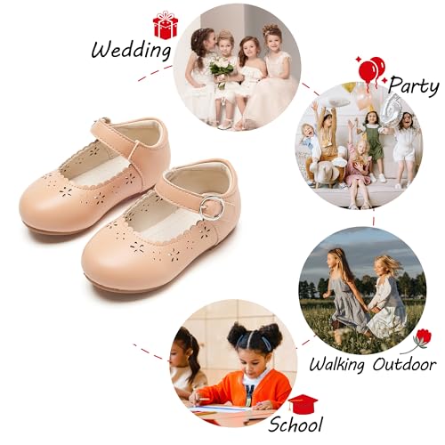 Image of PHIRAMIN Toddler Flower Girl Dress Shoes - Little Girl Mary Janes Flats Wedding