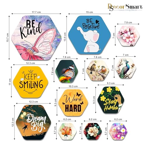 Image of Decor Smart Motivational Wooden Wall Art | Living Room Decoration | Positive Quotes Accent | Home Decor Decorative Artwork | Inspiring Butterfly Wall Hanging | Floral Nature Sticker Panel (WPS 214)