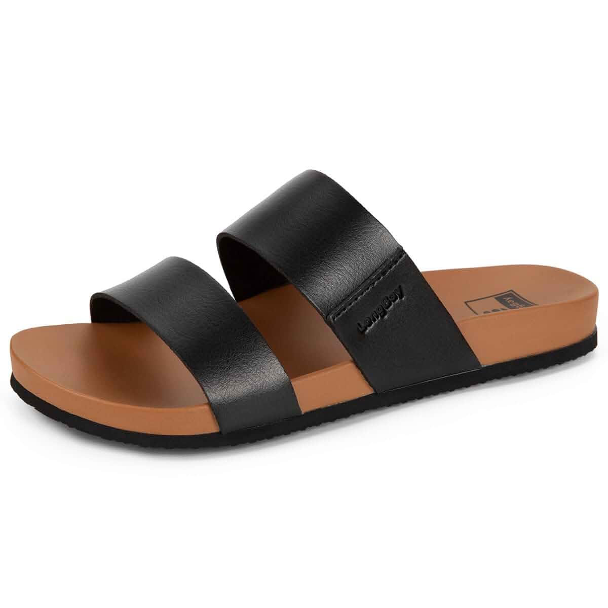LongBay Women's Platform Slide Sandals with Arch Support Comfortable Slip On Lightweight Non Slip Sole Two Straps for Beach Vacation