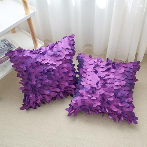Housse de coussin 3D violette de qualité supérieure 45x45 cm effet pailleté - 4