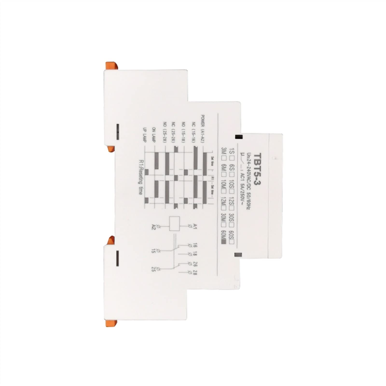 24-240VAC/DC Relè Temporale Universale 220 di Tensione 220v TBT5-3/2 1 Pz(Orange Knob,TBT5-2 14s-60m)