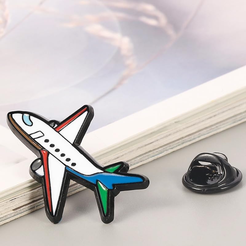 Image of 4Pcs Pink Flashing Airplane Metal Brooch Creative Aircraft Badge Pin Clothing Accessories Gift For Women