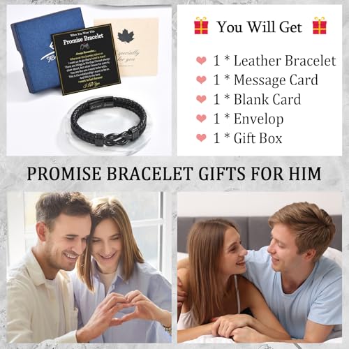 Pulsera de cuero trenzado negra con nudo infinito 8.5" para hombre miniatura 4