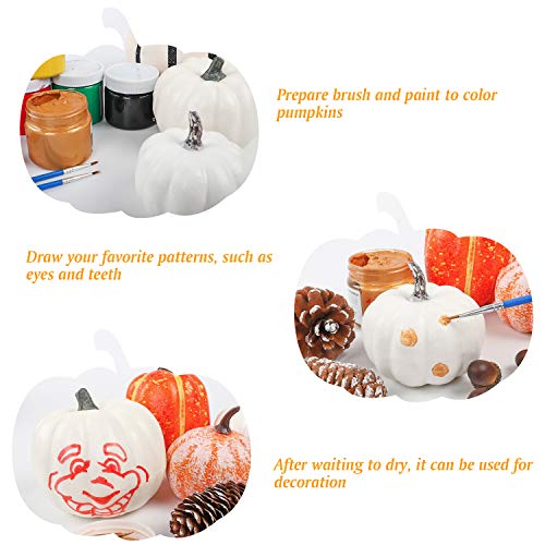 image for COCOBOO 18pcs Assorted Sizes Artificial White Pumpkins Set for Hallowe