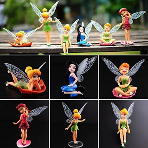 Tinker Bell Figures 6 Pcs, Cake Topper Figurines Play Set Toys + Bonus Assorted Stickers
