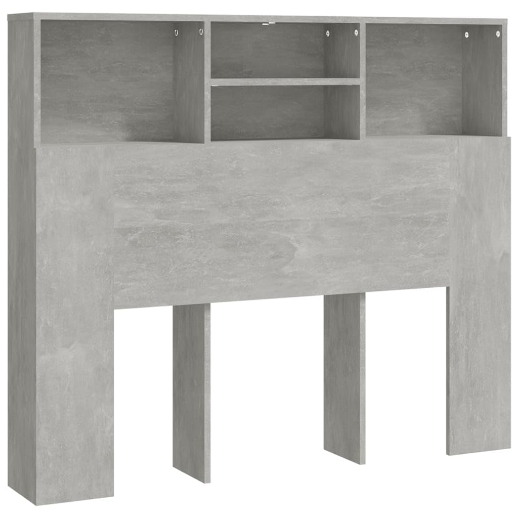 vidaXL Mueble Cabecero Armario de Cama con Almacenaje Pared Dormitorio Estantería Habitación Libros Decoraciones Gris Hormigón 120x19x103,5 cm