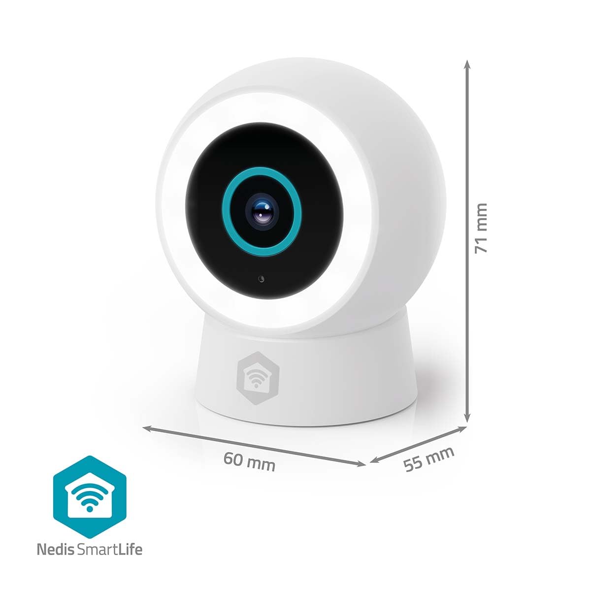 NEDIS Inteligentna kamera zewnętrzna Wi-Fi, 3 MP 1296p, czujnik ruchu, wykrywanie człowieka AI, ściemniany reflektor pełnokolorowy noktowizor, dwukierunkowy dźwięk, odporny na warunki atmosferyczne