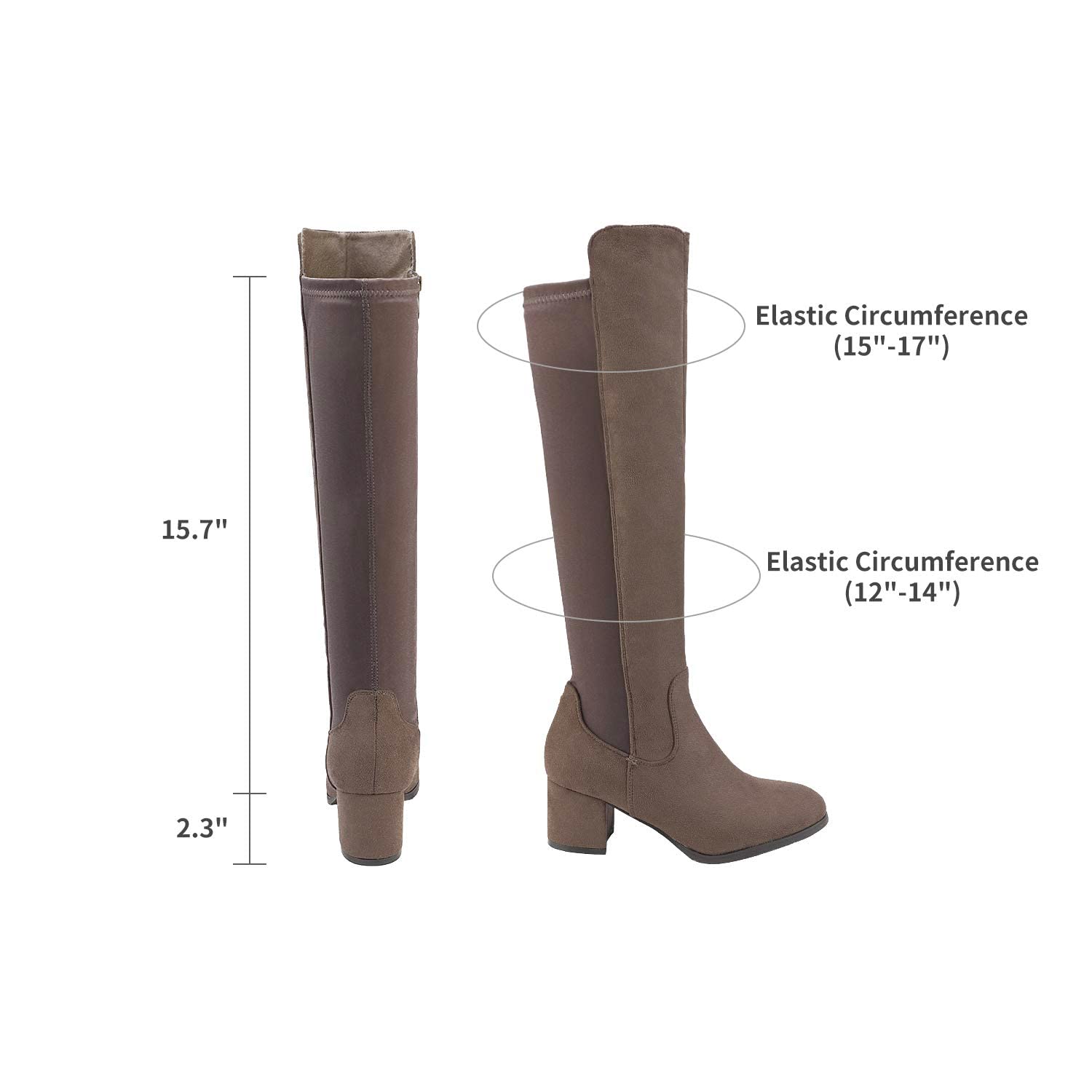 DREAM PAIRS Botas Mujer de Caña Larga hasta Rodilla Invierno con Tacon Ancho Bajo con Cremallera