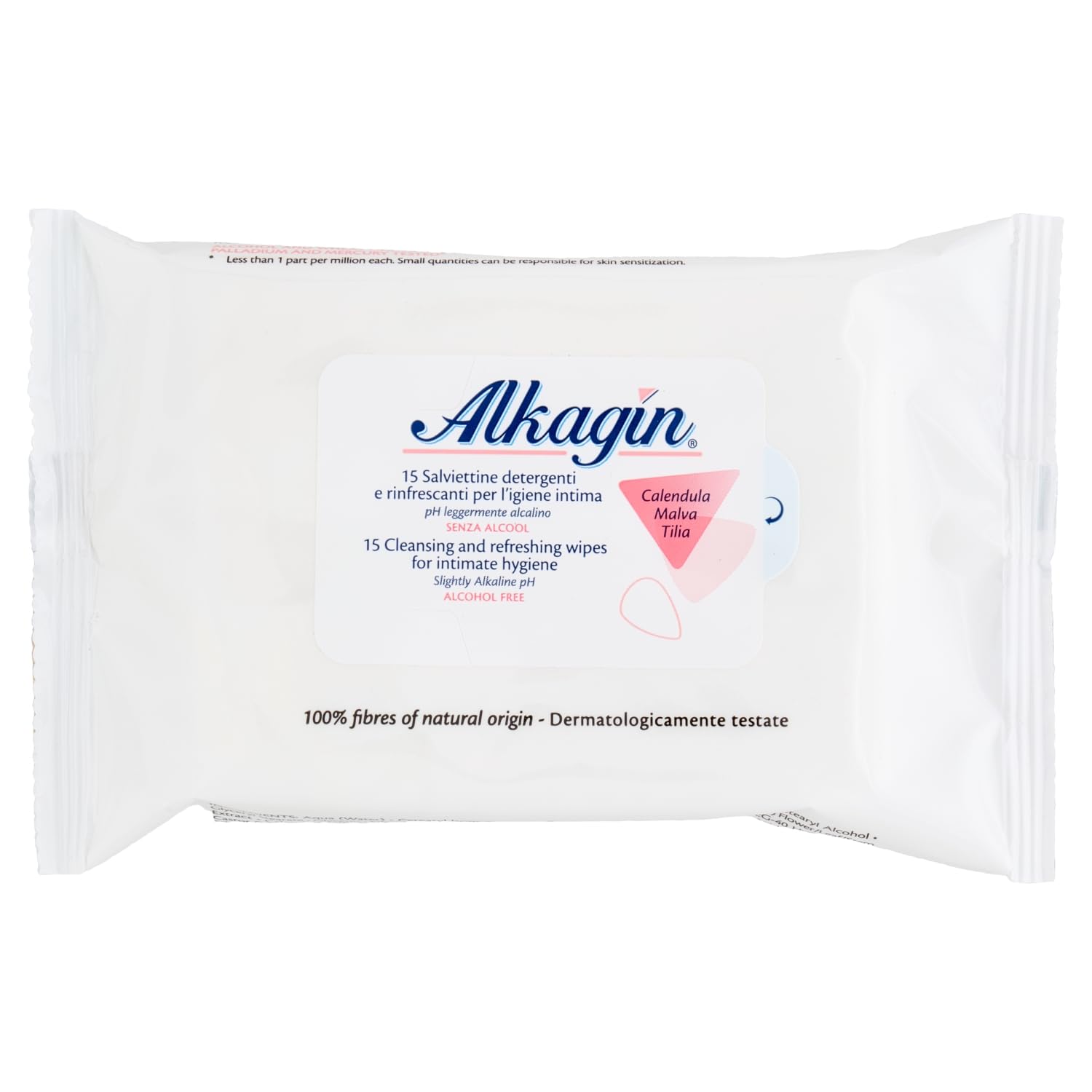 Alkagin Salviettine Detergenti Intime Calendula Malva Tiglio pH Alcalino 15 Pezzi