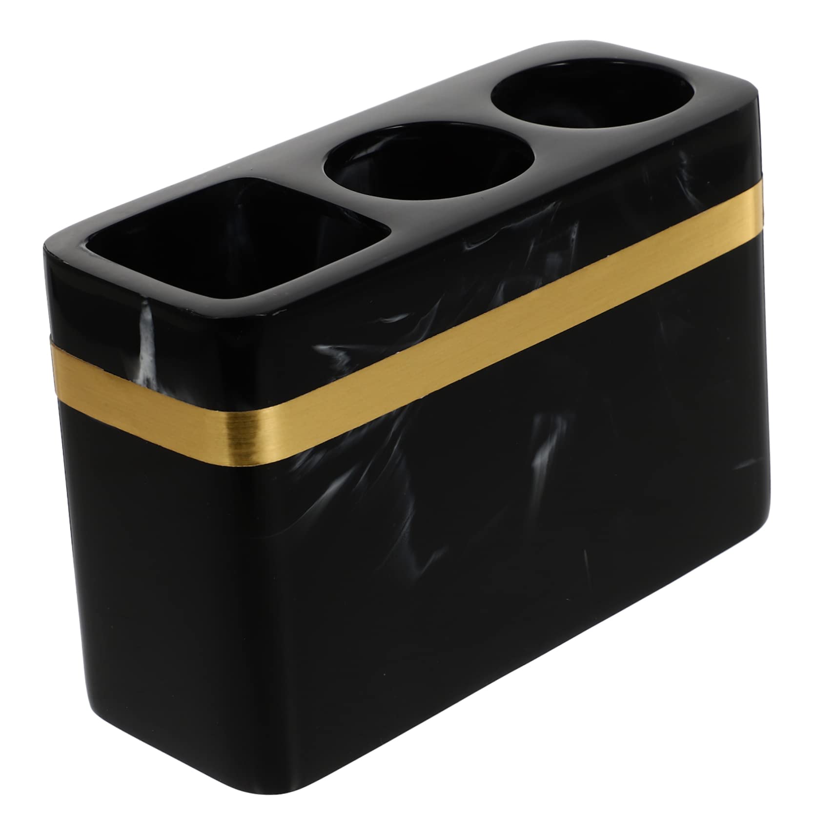 Portaspazzolini da Bagno in Resina Nera, Organizer Lavabo Elegante | Superficie Liscia e Brillante, Resistente All'usura e Inodore, Adatto per Cucina e Hotel