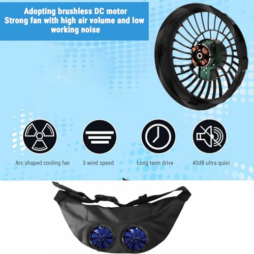 Fanny pack con ventilador de cintura ajustable para construcción y trabajo activo 5