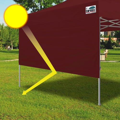 Image of Eurmax USA 10x4.8 Pop Up Canopy SunWall-UV Protection for Tents,Blocks Sunlight&Wind,Water Resistant Side Wall Only,Easy Hook & Loop Installation,Fit for 10FT Straight Leg Shelters&Gazebo,Burgundy