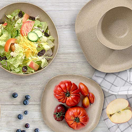 Zak Designs Elements Melamine Serveware Set Includes Serving platters and Individual Bowls, Durable and BPA Free (White, 4-Piece Dinnerware Set, Service For 2)