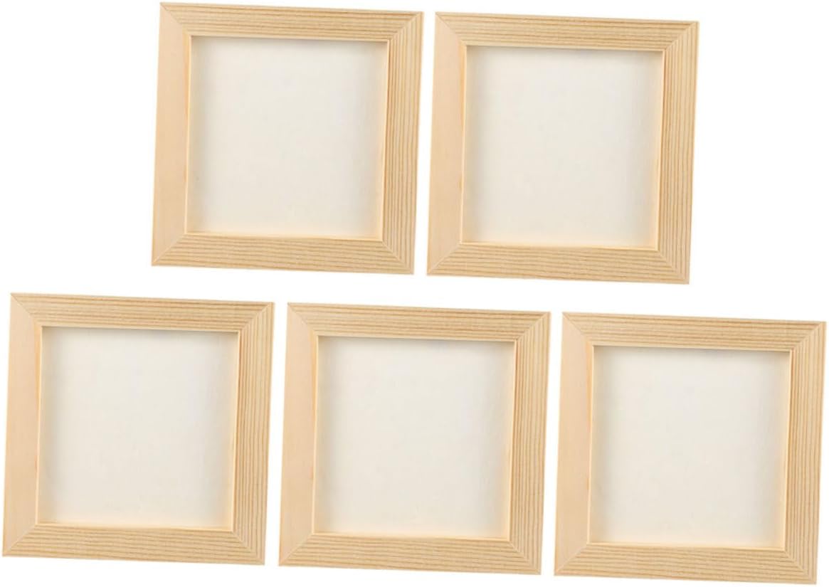 5pcs Wooden DIY Craft Picture Frames, Blank Wood Photo Frames, 16.5x16.5cm Inner Size, Lightweight Wood Material, Suitable for Artwork Display and DIY Painting Projects