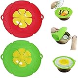 Pot Cover Spill Stopper Lid,2 Pcs,Boil Over Safeguard, Silicone Spill Stopper, Prevent Pot From...