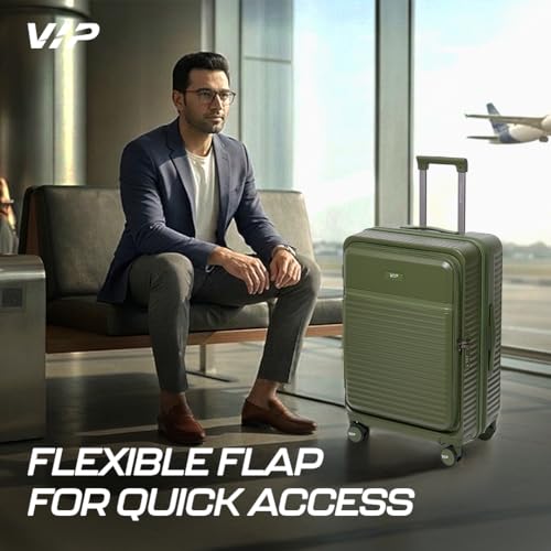 Image of VIP FLEX9010 Expandable Check-in Trolley Bag 67cm | Medium | Hard Luggage | 8-Wheel Business Travel Suitcase with 15.6 inch Laptop Compatible | Flushed TSA Lock | 3 Years International Warranty (Green)