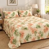 Bombay Dyeing Cardinal Abstract Orange Super King Size Bedsheet Set (3 Pc)