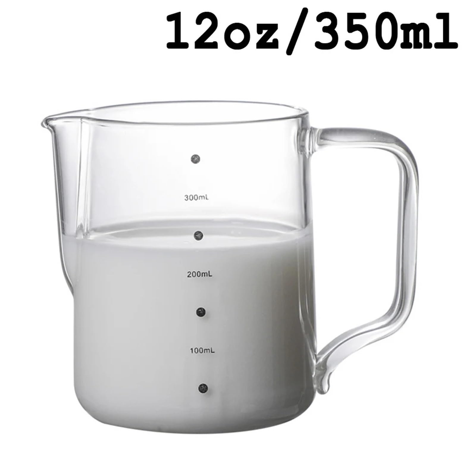 Jarra De Leche Jarra de cristal for espuma café y leche, 2 uds., con escala, Espumador de leche, jarra de café Barista Espresso, Latte, jarra de leche, jarra de café de 350/600ml(350ml)