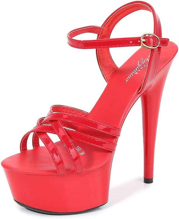 Shoes Women Stiletto Sandals Striptease Walking Show Sandals Model High-Heeled Shoes Sandals Platform Wedding Shoes Female New Heel Height 15Cm/5.9In
