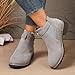 Wabkderpu Ankle Boots for Women Side Strap V Cut Platform Short Booties Suede Round Toe Low Chunky Heel Boots Comfortable Slip-On Walking Boot Non Slip Low-Top Loafer Silver