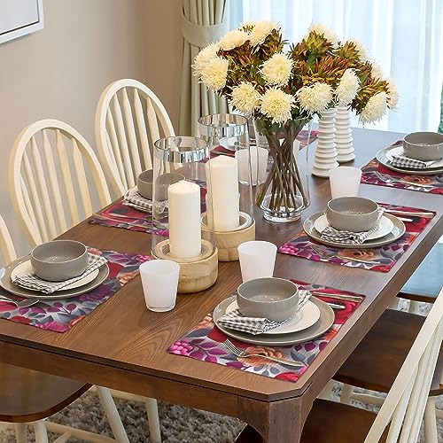 Set de table lavable en lin rouge et rose pour protéger la table des plats chauds et taches