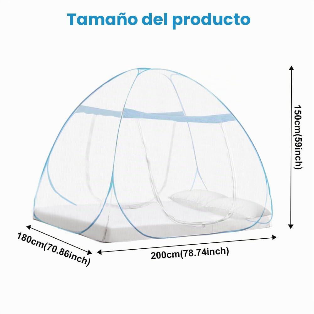 mizikuu Mosquitera para Cama, Plegable Mosquitera Tienda, Portátil Mosquito Cortina de Doble Puerta, Agujeros Finos, 180*200cm, Tienda Emergente de Mosquitera para Aire Libre, Cámping, el Dormitorio