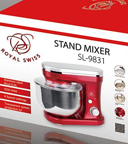 ROYAL SWISS -Baking Machine Rührmaschine Kneading Machine Dough Kneading 5L 1200W (Red)