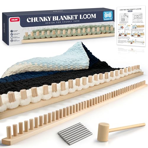 HEJIN 78.7' Chunky Blanket Loom, Adjustable Size Loom for Chunky Blanket, Knitting Loom Kit No Needles Required, Gift for DIY Craft Enthusiasts, Beginner Friendly Yarn Craft