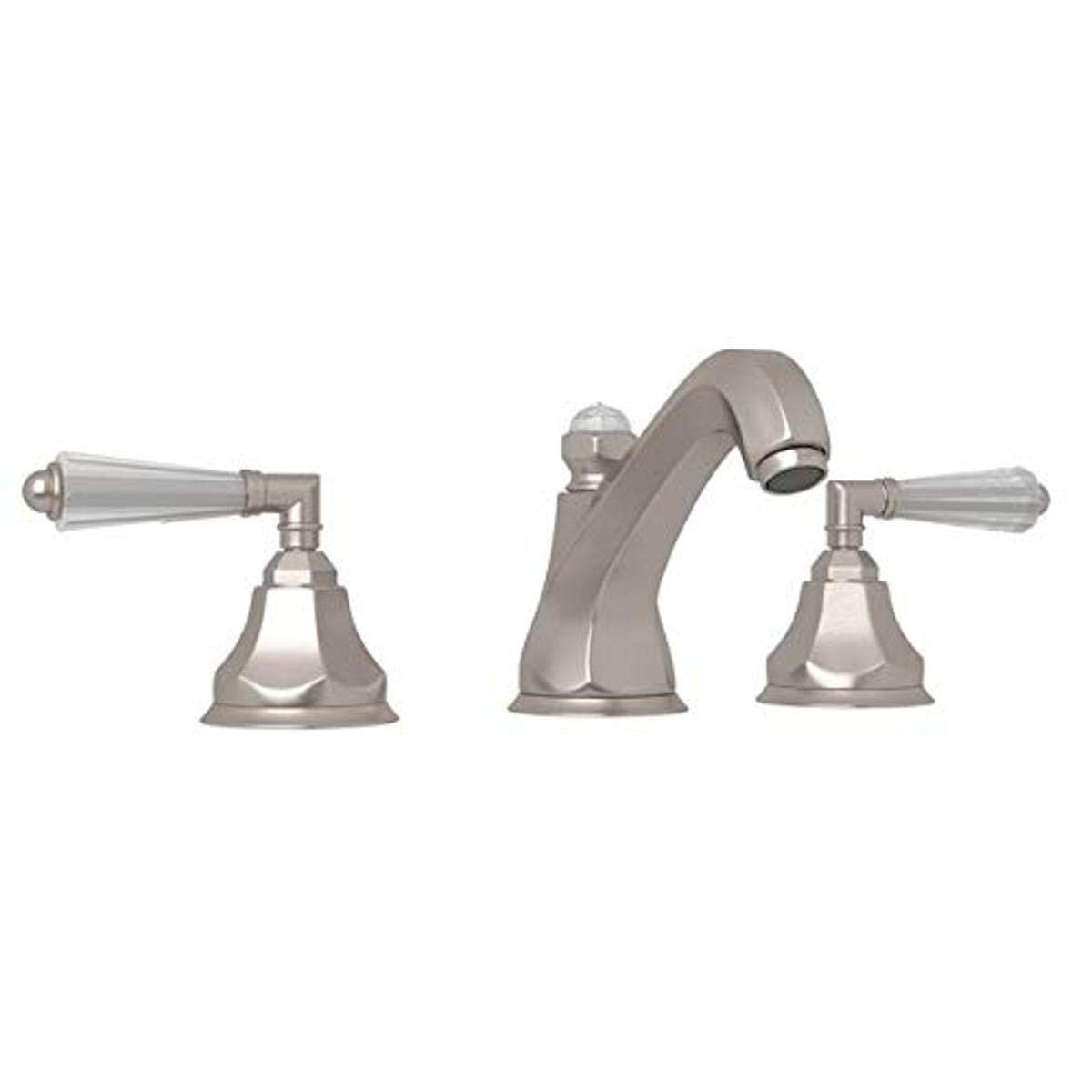 Rohl A1908LCSTN-2 Brass Deck Mounted Lavatory Faucet with 2 Lever Handles Satin Nickel