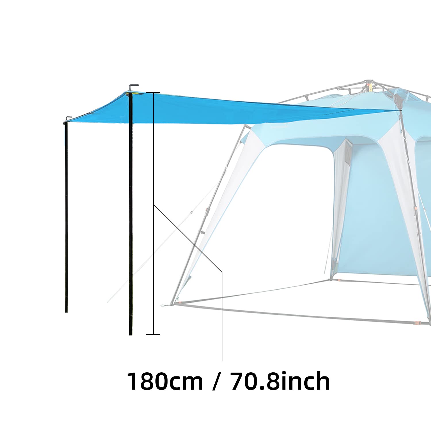 Toldo desplegable de 8.2 x 8.2 pies, sombrilla deportiva portátil instantánea, fácil de instalar y quitar, con protección solar y una pared de sombra incluida (azul toldo) 5