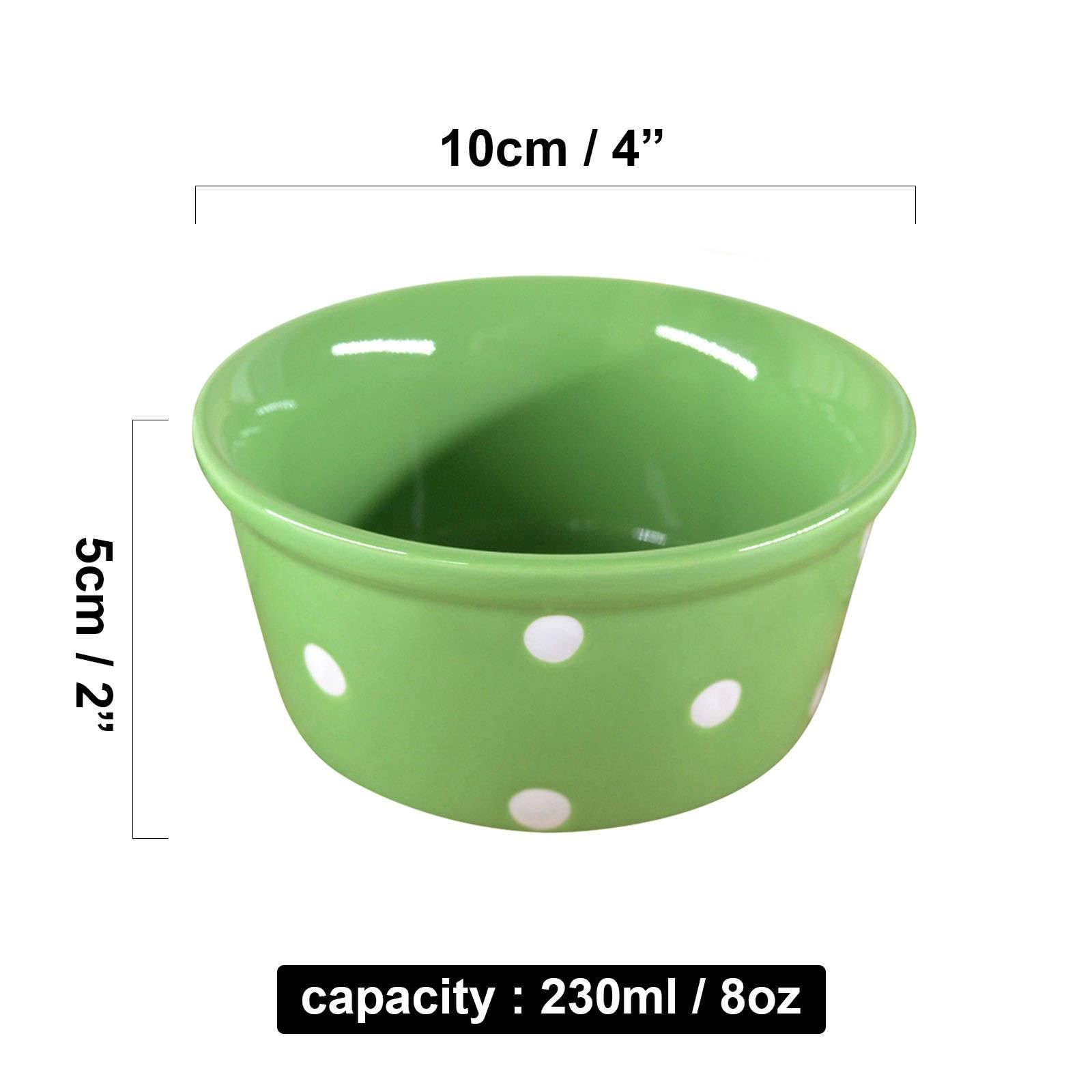 Juego de 4 ramequines verdes de 230 ml, aptos para horno, creme brulee, perfectos para freidora de aire y hornear, utensilios de cocina de cerámica duraderos