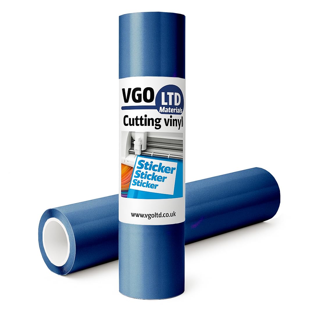 VGOLTD Permanent Adhesive Vinyl Roll –Glossy Self Adhesive Cutting Vinyl Easy Weed Vinyl for Decals Mugs Car Stickers & DIY Crafts Compatible with Cricut & Silhouette Machines (Dark Blue, 60 x 500 cm)