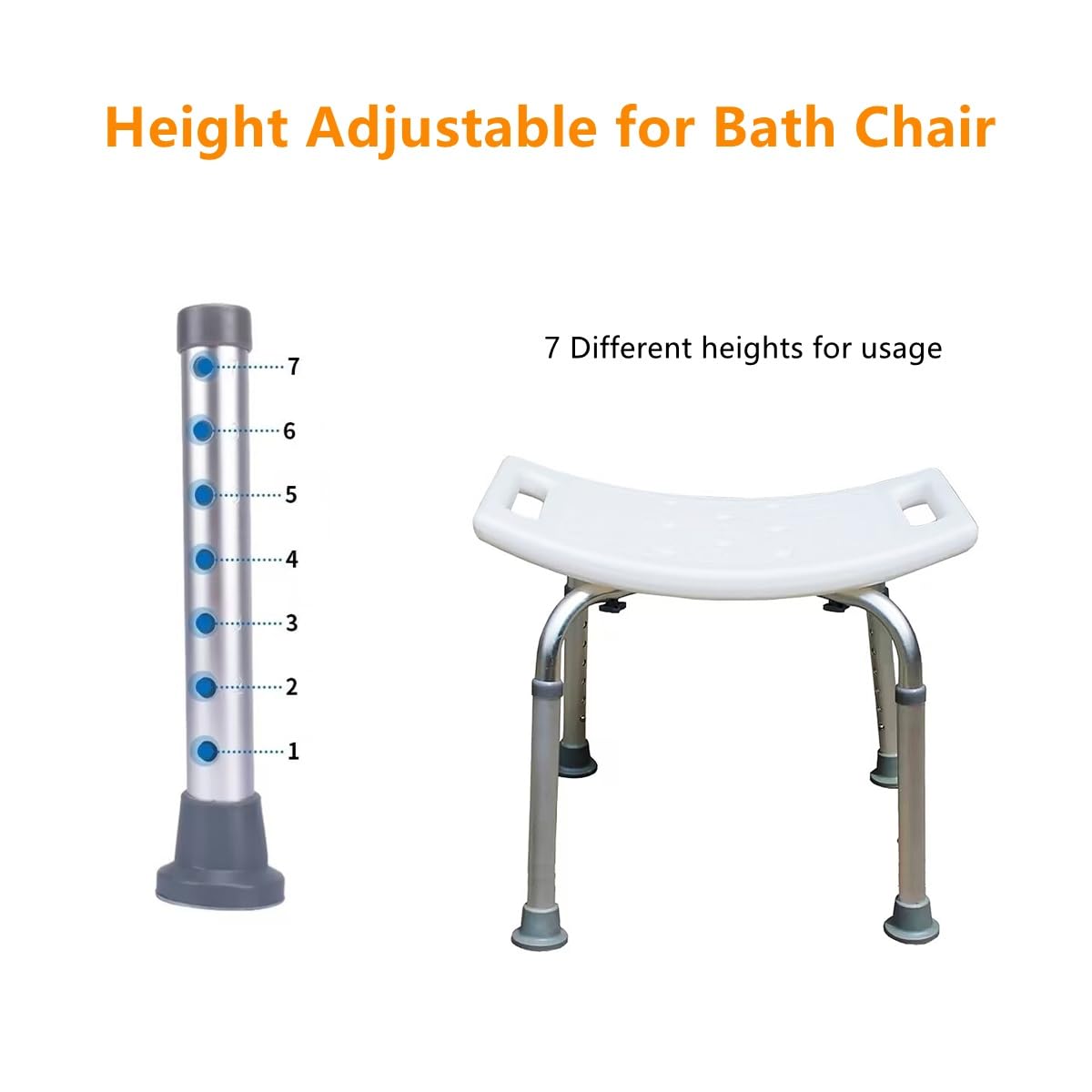 Asiento de Seguridad para bañera y Ducha con Barra de Agarre de succión asistida, Banco Ajustable y Antideslizante, Taburete de bañera para Ancianos o Personas Mayores (Silla de Ducha Blanca-Cepillo