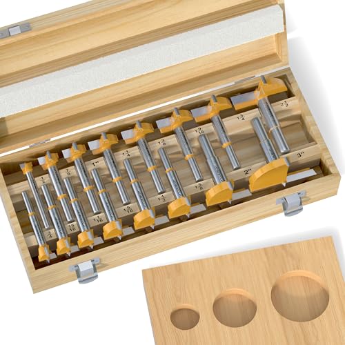 Image of 16 Pcs Forstner Bit Set, Forstner Drill Bit Set, Carbide Forstner Bit for Woodworking, Wood Drilling Hole Saw Set, Auger Opener, Hole Opener Hinge Hole Cutter for Plastic, Plywood Products